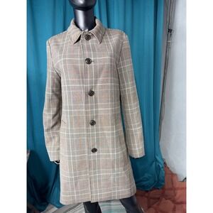 Express Plaid Trench Coat Button Front Classic Fit Men's Size Small